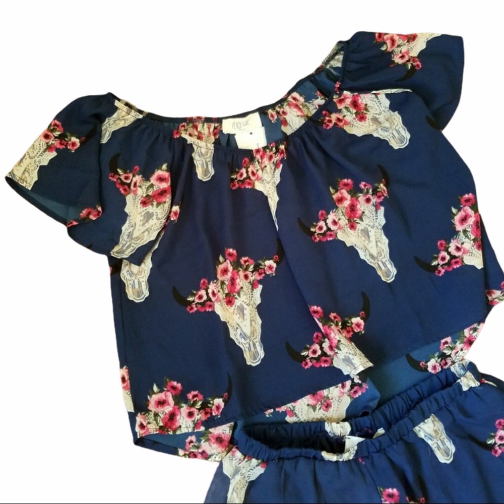 2pc PEACH LOVE Desert Skull Ruffle Set! - Picture 11 of 15